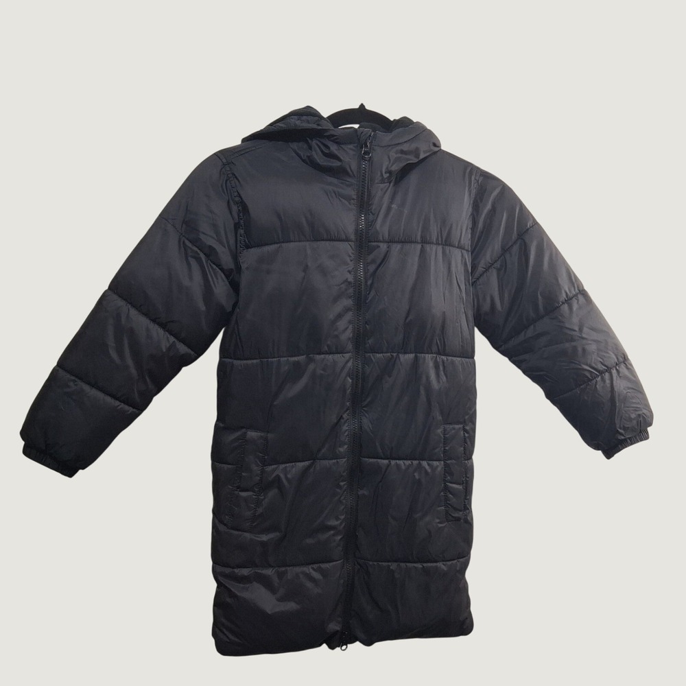 Old Navy Kids Black Quilted Hooded Puffer Parka Jacket Size S 6-7